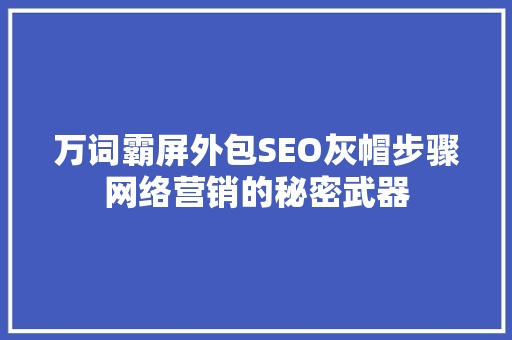 万词霸屏外包SEO灰帽步骤网络营销的秘密武器