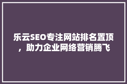 乐云SEO专注网站排名置顶，助力企业网络营销腾飞