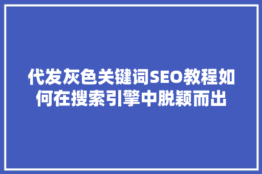 代发灰色关键词SEO教程如何在搜索引擎中脱颖而出