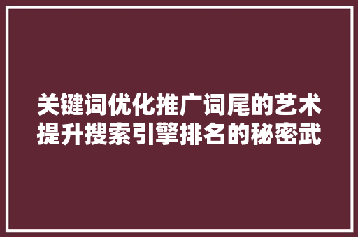 关键词优化推广词尾的艺术提升搜索引擎排名的秘密武器