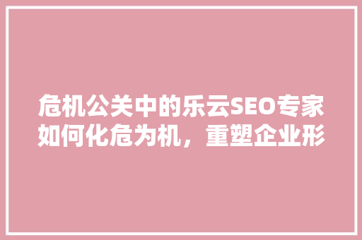危机公关中的乐云SEO专家如何化危为机，重塑企业形象