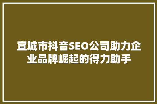 宣城市抖音SEO公司助力企业品牌崛起的得力助手