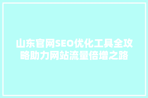 山东官网SEO优化工具全攻略助力网站流量倍增之路
