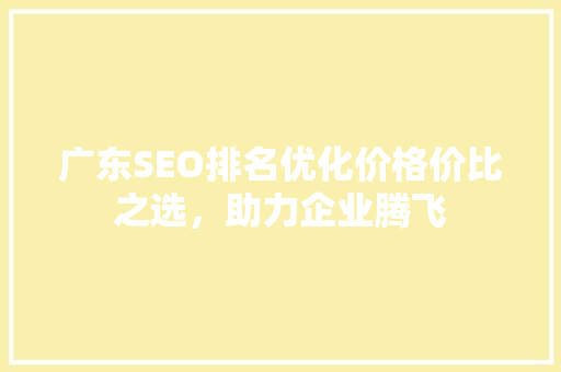 广东SEO排名优化价格价比之选，助力企业腾飞