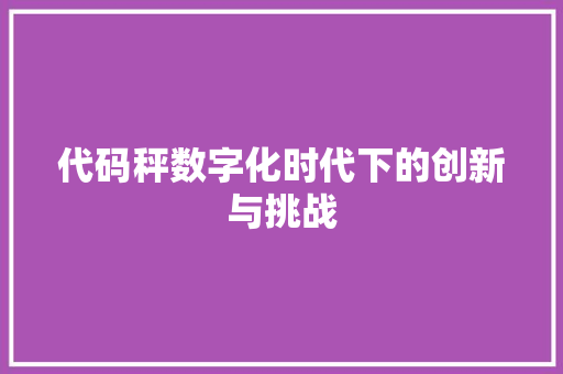 代码秤数字化时代下的创新与挑战