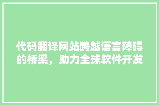 代码翻译网站跨越语言障碍的桥梁，助力全球软件开发与交流