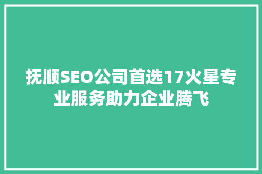 抚顺SEO公司首选17火星专业服务助力企业腾飞