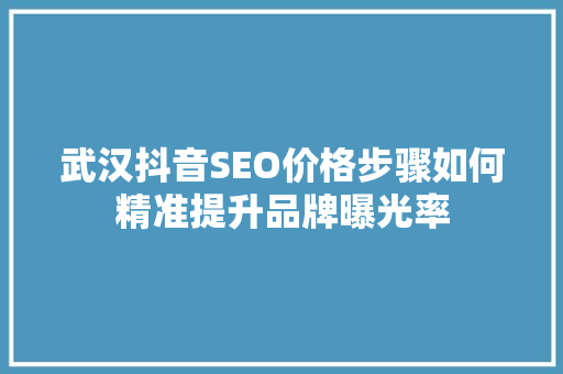 武汉抖音SEO价格步骤如何精准提升品牌曝光率  第1张