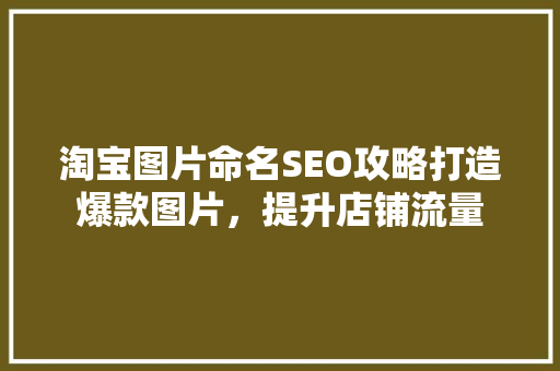 淘宝图片命名SEO攻略打造爆款图片，提升店铺流量