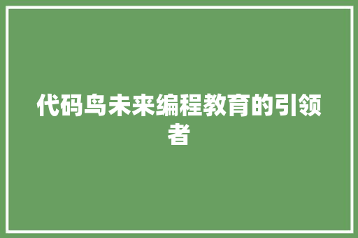 代码鸟未来编程教育的引领者
