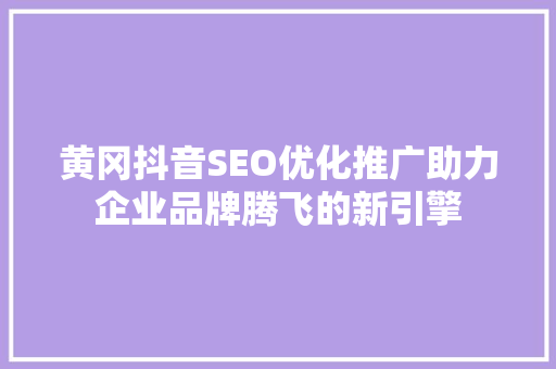 黄冈抖音SEO优化推广助力企业品牌腾飞的新引擎  第1张