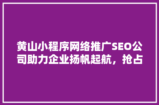 黄山小程序网络推广SEO公司助力企业扬帆起航，抢占互联网市场制高点  第1张