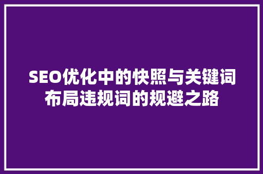SEO优化中的快照与关键词布局违规词的规避之路