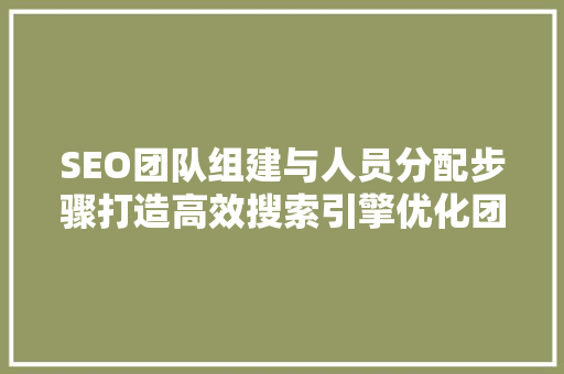 SEO团队组建与人员分配步骤打造高效搜索引擎优化团队