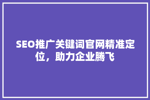 SEO推广关键词官网精准定位，助力企业腾飞