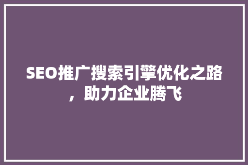 SEO推广搜索引擎优化之路，助力企业腾飞