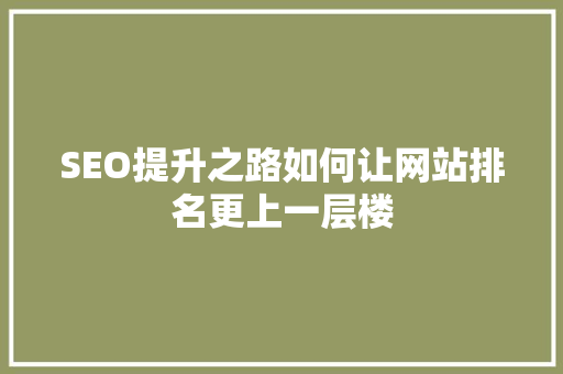 SEO提升之路如何让网站排名更上一层楼  第1张