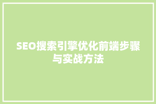 SEO搜索引擎优化前端步骤与实战方法  第1张