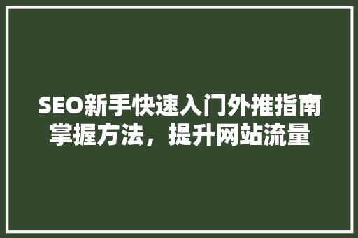 SEO新手快速入门外推指南掌握方法，提升网站流量