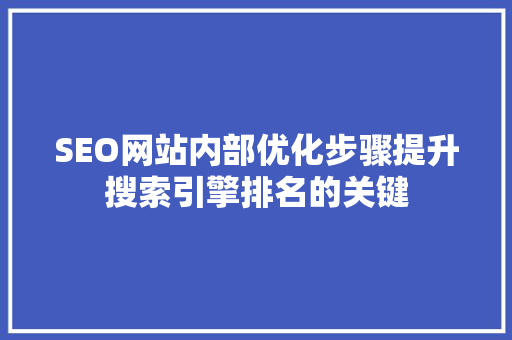 SEO网站内部优化步骤提升搜索引擎排名的关键