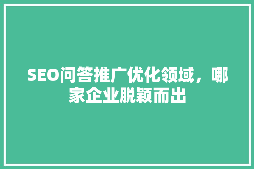 SEO问答推广优化领域，哪家企业脱颖而出