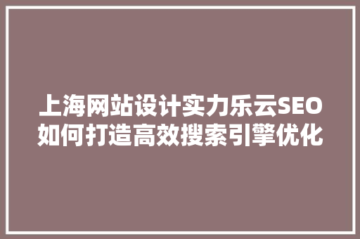 上海网站设计实力乐云SEO如何打造高效搜索引擎优化方法