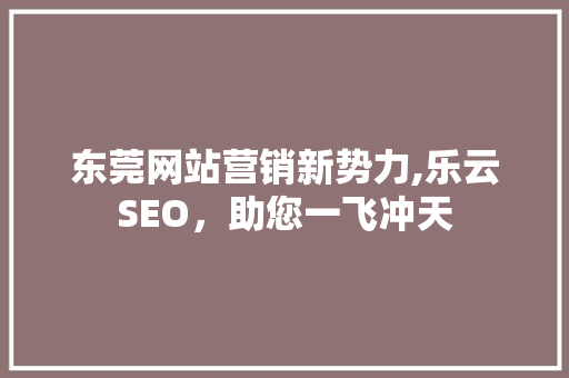东莞网站营销新势力,乐云SEO，助您一飞冲天  第1张