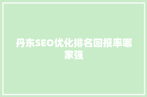 丹东SEO优化排名回报率哪家强