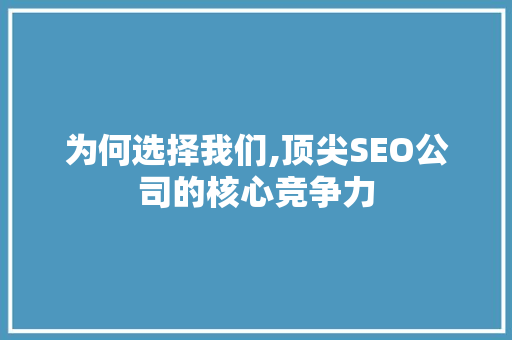 为何选择我们,顶尖SEO公司的核心竞争力  第1张