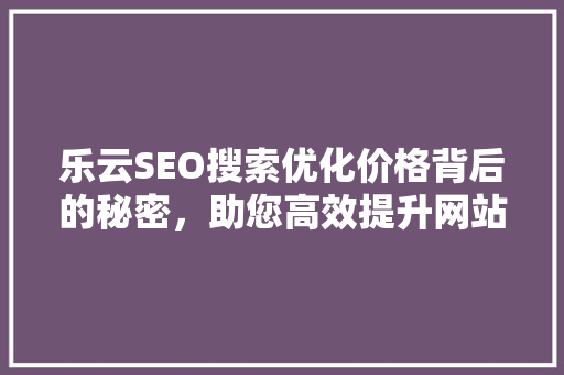 乐云SEO搜索优化价格背后的秘密，助您高效提升网站排名  第1张