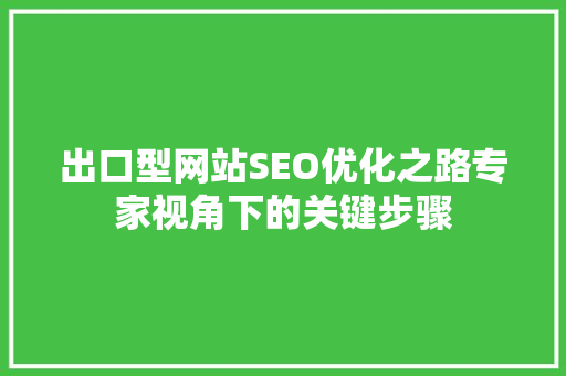 出口型网站SEO优化之路专家视角下的关键步骤  第1张