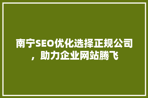 南宁SEO优化选择正规公司，助力企业网站腾飞