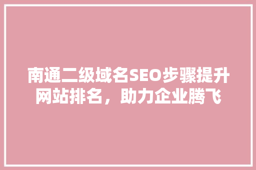 南通二级域名SEO步骤提升网站排名，助力企业腾飞  第1张