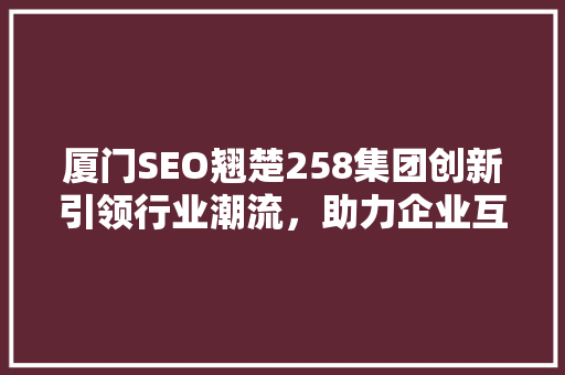 厦门SEO翘楚258集团创新引领行业潮流，助力企业互联网化