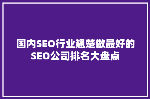 国内SEO行业翘楚做最好的SEO公司排名大盘点