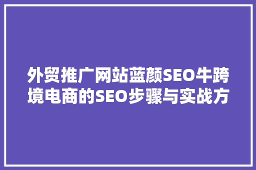 外贸推广网站蓝颜SEO牛跨境电商的SEO步骤与实战方法