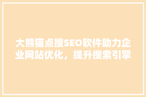 大熊猫点搜SEO软件助力企业网站优化，提升搜索引擎排名
