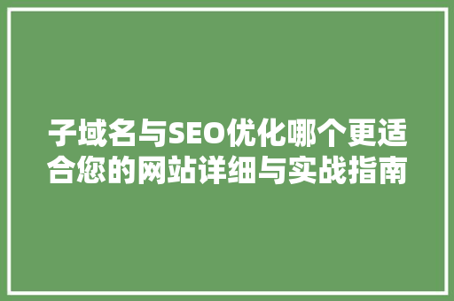 子域名与SEO优化哪个更适合您的网站详细与实战指南  第1张