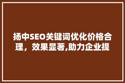 扬中SEO关键词优化价格合理，效果显著,助力企业提升网络竞争力  第1张