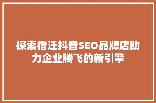 探索宿迁抖音SEO品牌店助力企业腾飞的新引擎