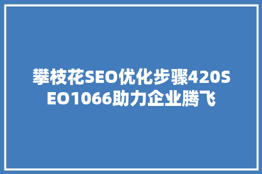 攀枝花SEO优化步骤420SEO1066助力企业腾飞