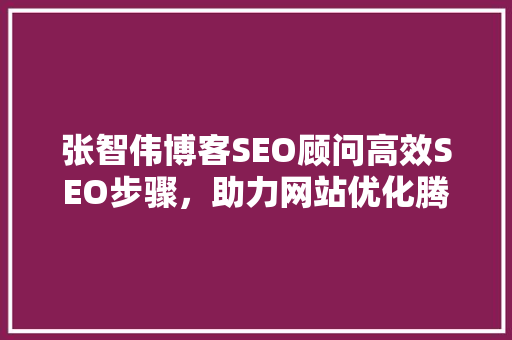 张智伟博客SEO顾问高效SEO步骤，助力网站优化腾飞