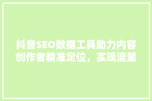 抖音SEO数据工具助力内容创作者精准定位，实现流量爆发  第1张