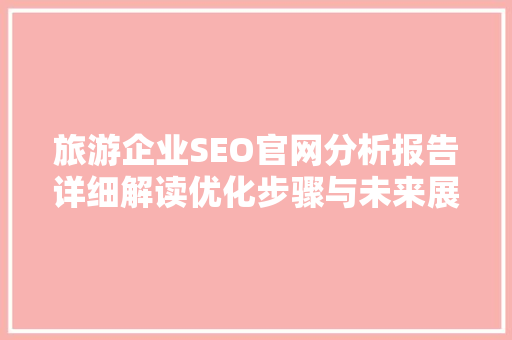 旅游企业SEO官网分析报告详细解读优化步骤与未来展望