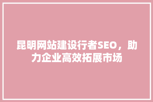 昆明网站建设行者SEO，助力企业高效拓展市场