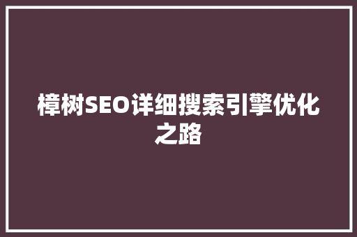 樟树SEO详细搜索引擎优化之路
