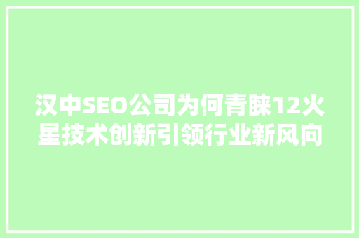 汉中SEO公司为何青睐12火星技术创新引领行业新风向