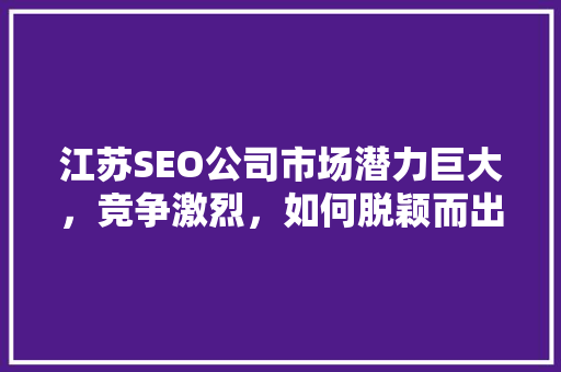 江苏SEO公司市场潜力巨大，竞争激烈，如何脱颖而出