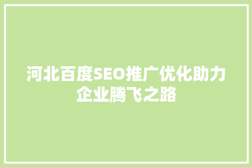 河北百度SEO推广优化助力企业腾飞之路