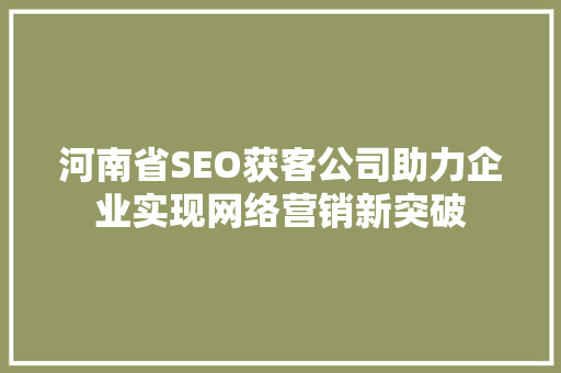 河南省SEO获客公司助力企业实现网络营销新突破  第1张